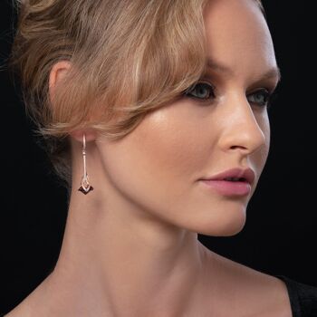 Boucles d'oreilles pendantes pour femme en or rose avec pierres violettes et pierres précieuses de zircon cubique 4