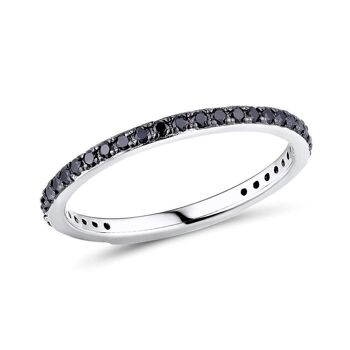 Bague fine en argent sterling pour femme avec pierres précieuses de spinelle noir 1