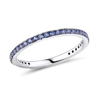 Bague fine en argent sterling pour femme avec zircons cubiques bleus 2