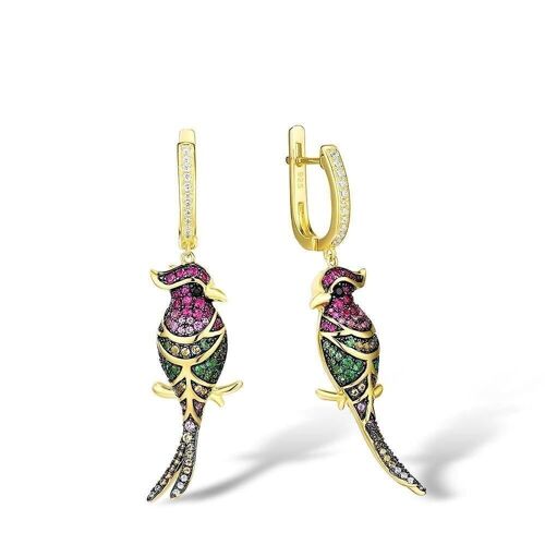 Gold Plated Sterling Silver Parrot Earrings for Women