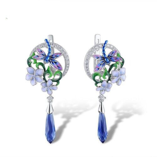 Blue Dragonfly Earrings for Women