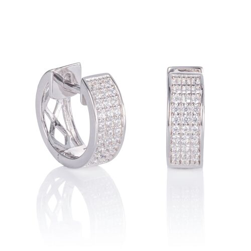 Sterling Silver Micro Pave Silver Hoops for Women.
