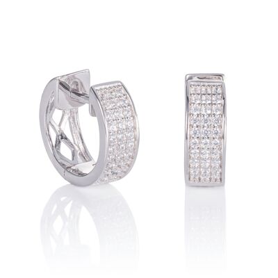 Sterling Silber Micro Pave Silber Creolen für Frauen.