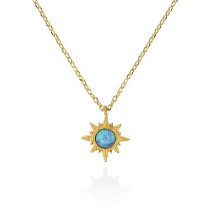 Gold Sunburst Opal Anhänger Halskette
