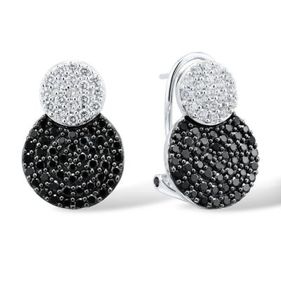 Schwarze und weiße Ohrringe aus Sterlingsilber für Frauen