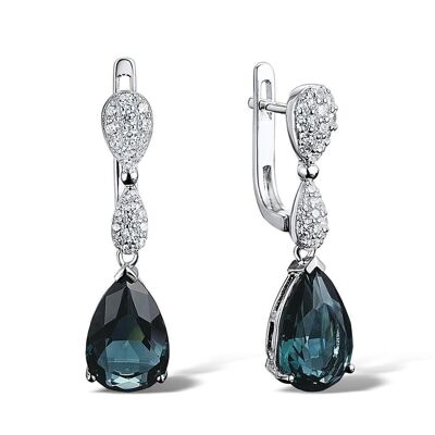 Pendientes colgantes azul oscuro de plata de ley para mujer