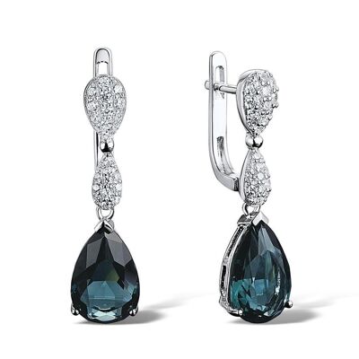 Sterling Silver Dark Blue Drop Earrings for Women