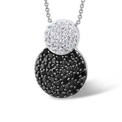 Sterling Silver Black and White Pendant Necklace for Women