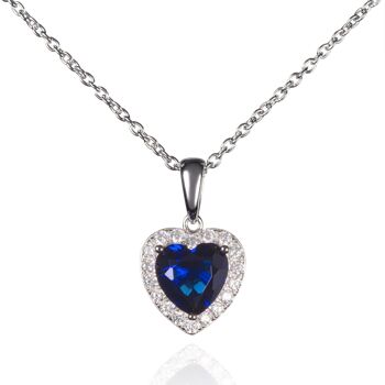 Collier coeur bleu en argent sterling pour femme 1