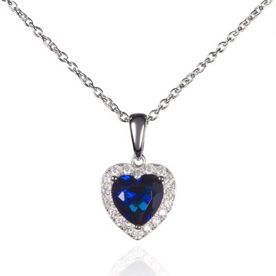 Sterling Silver Blue Heart Necklace for Women