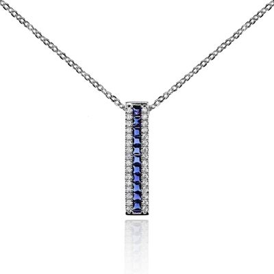 Halskette mit Bar-Anhänger und blauen Zirkonia-Steinen