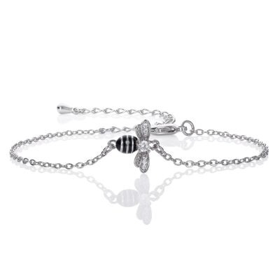 Bracelet Bumble Bee avec Cubic Zirconia et émail noir