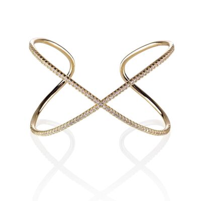 Gold Cross Cuff Bracelet with Cubic Zirconia