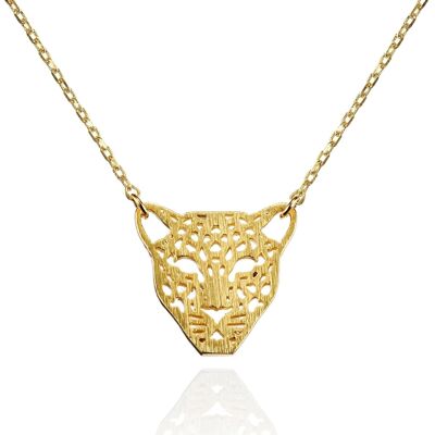 Goldene Panther-Halskette mit gebürstetem Finish