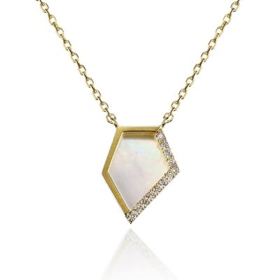 Mother of Pearl Gold Pendant Necklace for Women