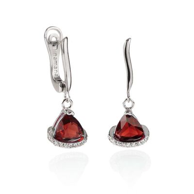 Boucles d'oreilles pendantes triangle rouge pour femme