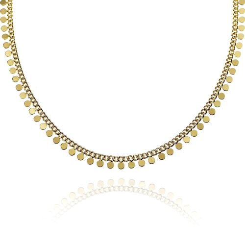 Gold Collar Necklace with Disc Charms