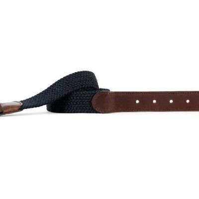 Elastic braided leather belt La Trendy Navy