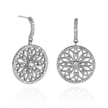 Boucles d'oreilles Pendantes Mandala Arabesque avec Cubic Zirconia 1