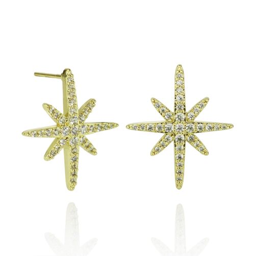 North Star Gold Earrings with Cubic Zirconia