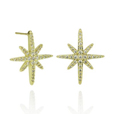 North Star Gold Earrings with Cubic Zirconia