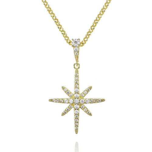 North Star Gold Pendant Necklace with Cubic Zirconia
