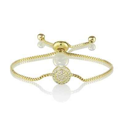 Gold Celestial Disc Bracelet with Cubic Zirconia Stones