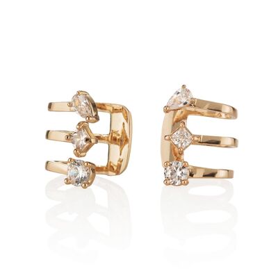 Rose Gold Cuff Earring set with Cubic Zirconia