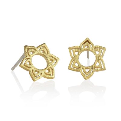 Boucles d'oreilles dorées Shatkona Yantra