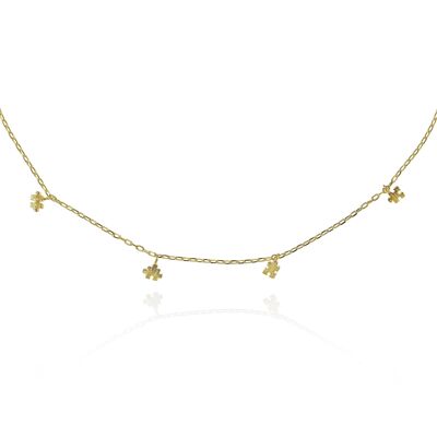 Gold Puzzle Collar Necklace with Jigsaw Charms