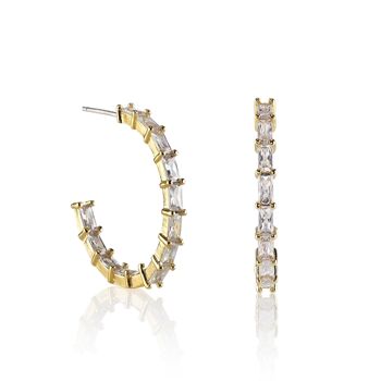Boucles d'oreilles créoles en or pour femme avec des pierres de zircone cubique 6
