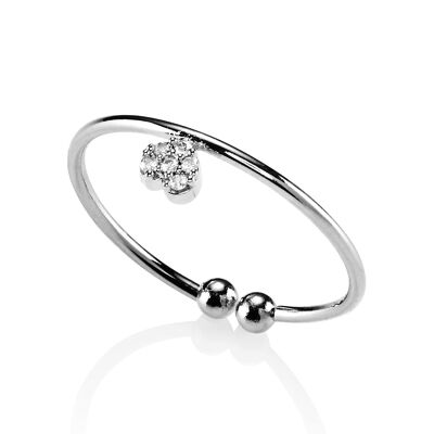 Delicato anello a cuore in argento da donna con zirconi