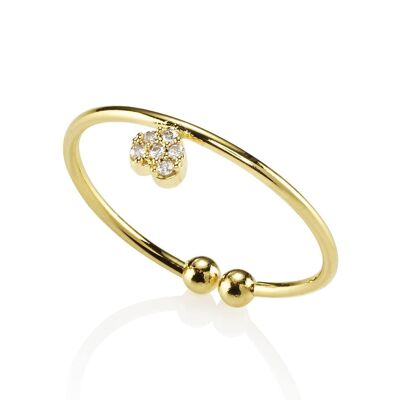 Delicato anello a cuore in oro da donna con zirconi