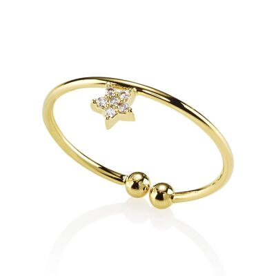 Delicato anello a stella in oro da donna con zirconi