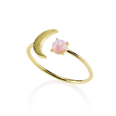 Anello in oro con opale rosa creato