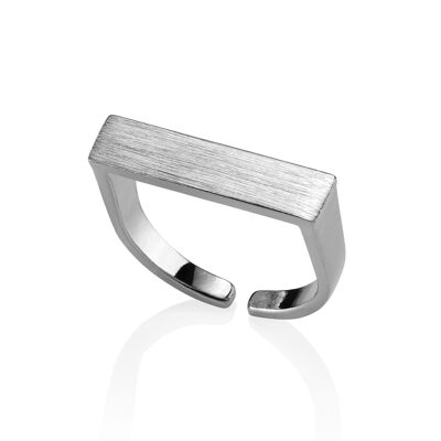 Anillo Ajustable con Barra de Plata Lisa para Mujer