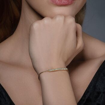Bracelet barre de cristal doré avec fermoir réglable. 4