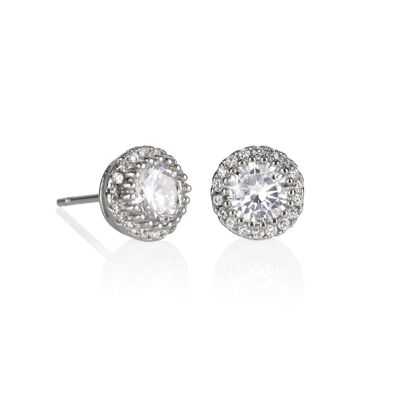 Halo Stud Earrings with Cubic Zirconia Stones