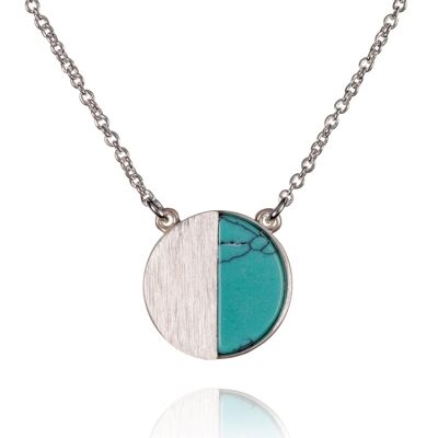 Disc Pendant Necklace a Created Blue Turquoise
