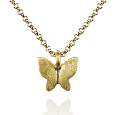 Halskette mit Schmetterlingsanhänger aus Gold mit gebürstetem Finish