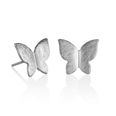 Butterfly Stud Earrings with Brushed Finish