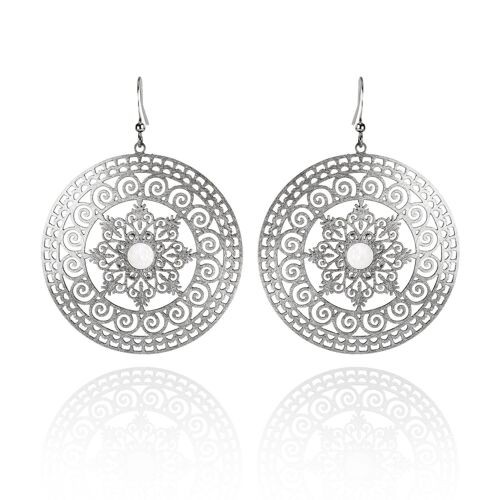 Large Mandala Earrings with Mother of Pear