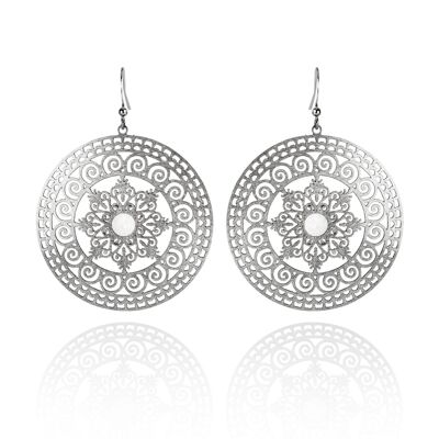 Large Mandala Earrings with Mother of Pear