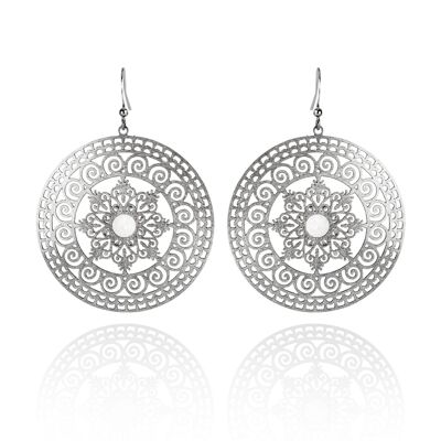 Grandes Boucles d'Oreilles Mandala avec Nacre