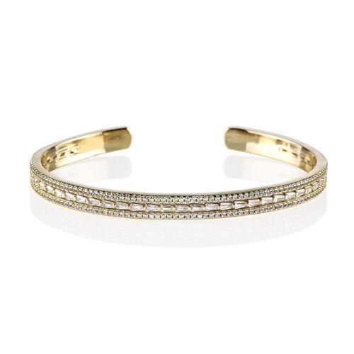 Gold Paragon Cuff Bangle with Cubic Zirconia