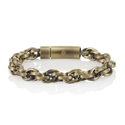 Pulsera vintage de bronce y acero inoxidable para hombre