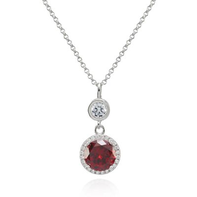 Collar con colgante de gota doble con una piedra preciosa de circonita cúbica roja