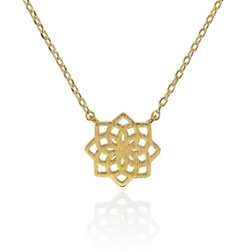 Gold Mandala Pendant Necklace for Women