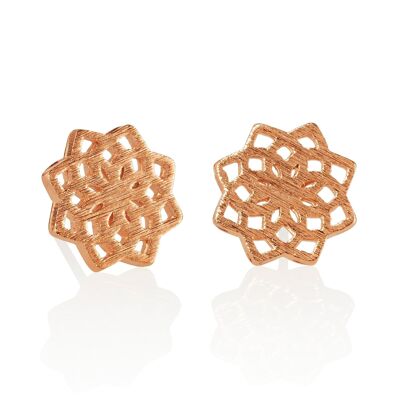 Rose Gold Mandala Stud Earrings for Women