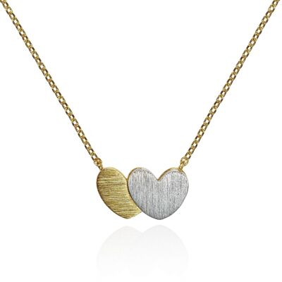 Double Heart Gold Pendant Necklace for Women